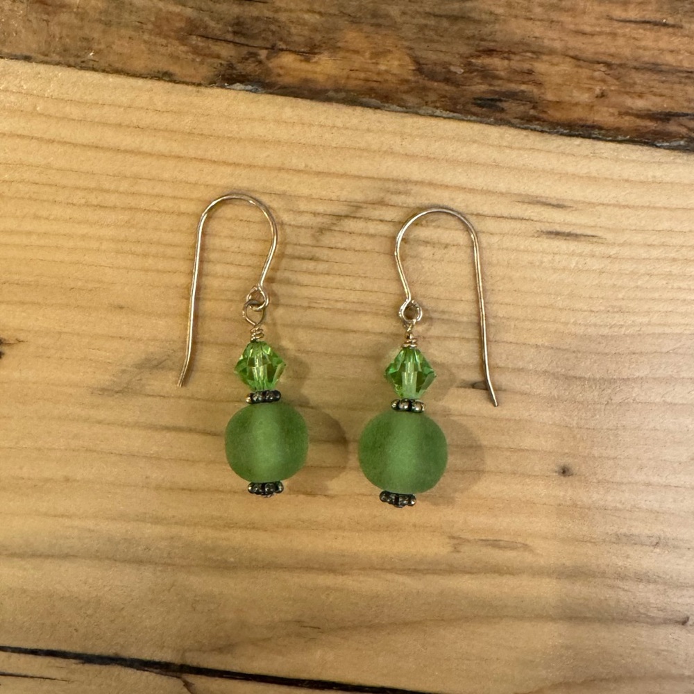 Elegant Green Beaded Earrings